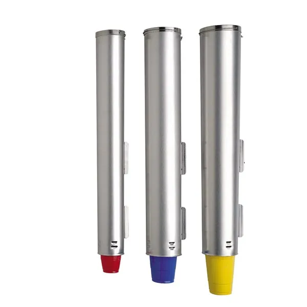 Dispense‑Rite ADJ‑NW‑31 Mounted Cup Dispenser, 25" Tube, Steel, Fits 2"‑3" Rim, NSF