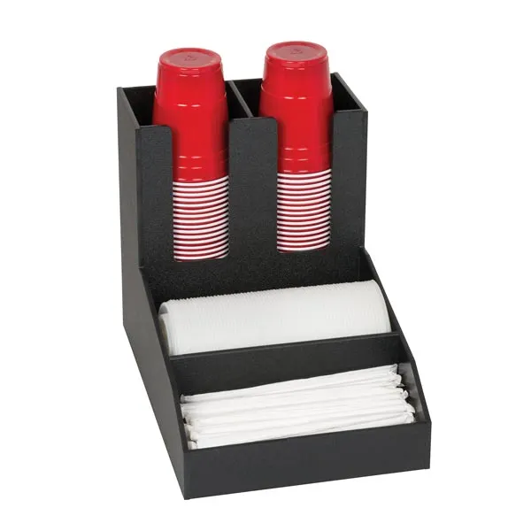 Dispense‑Rite CLCO‑2BT 4‑Section Condiment Organizer, Black Plastic, 11‑1/8" H x 9‑1/2" W x 14‑1/2"D