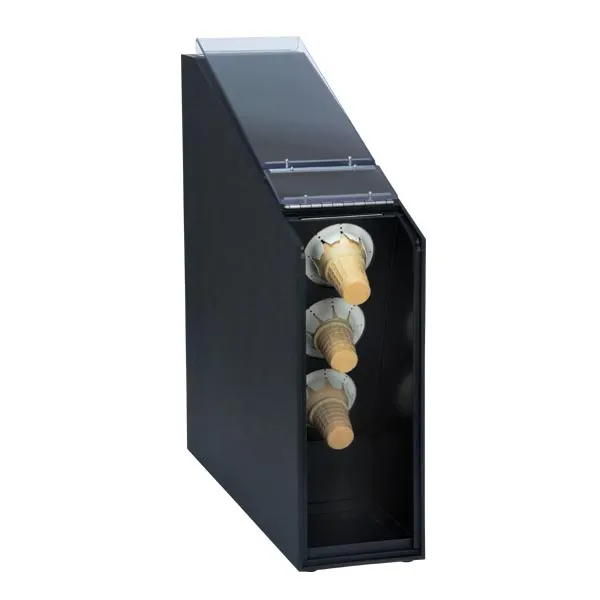 Dispense-Rite CTCD-3BT Ice Cream Cone Dispenser, 21-3/4" H x 6" W x 22-3/4" D, Black Polystyrene