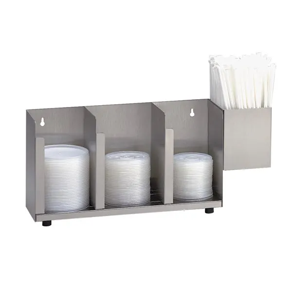 Dispense-Rite CTLD-15A Lid/Cup Organizer, Adjustable, 3 Section, Stainless Steel Construction