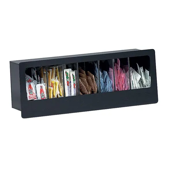 Dispense-Rite FMC-7 7-Section Dispenser, 7-1/4" H x 20" W x 5-3/8" D, Black Acrylic, 6-Dividers