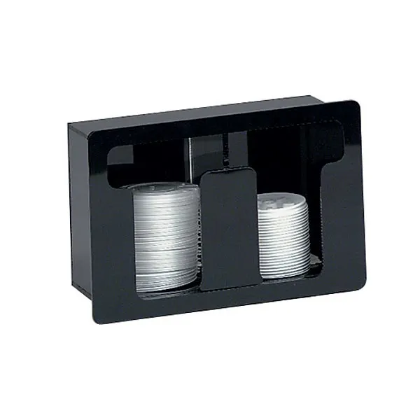 Dispense‑Rite FML‑2 Built‑In Two‑Section Lid Dispenser, 7‑1/4" H x 11" W x 5‑3/8" D, Black Acrylic