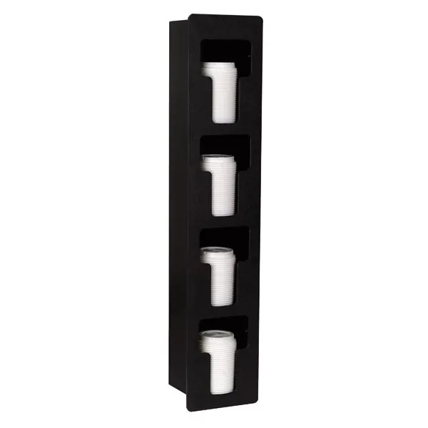 Dispense-Rite FMVL-4 4-Section Lid Dispenser, Black, 33-3/4" H x 7" W x 5-1/2" D, 32-3/8" x 5-5/8"