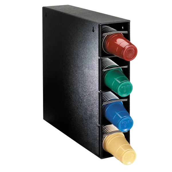 Dispense-Rite PL-CT-4BT Cup Dispensing Cabinet, Adjustable, 4 Section, Polystyrene, Black