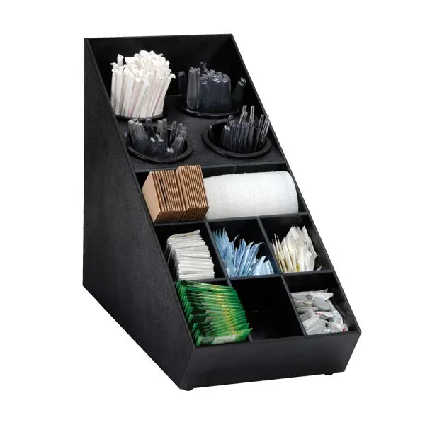 Dispense-Rite SWCH-1BT 5-Tier Black Plastic Condiment Holder, 13 Compartments, 16-5/8" x 10" x 21"