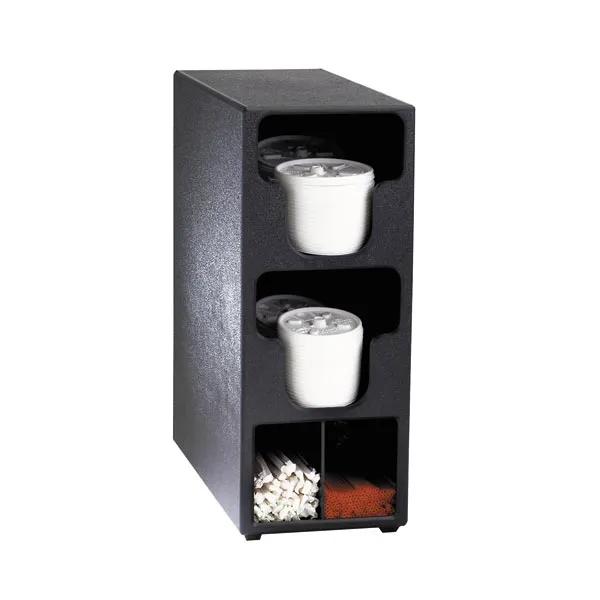 Dispense-Rite TLO-2BT Lid & Straw Organizer, 16-1/4"H x 6-1/2"W x 14"D, 2 Section, Black