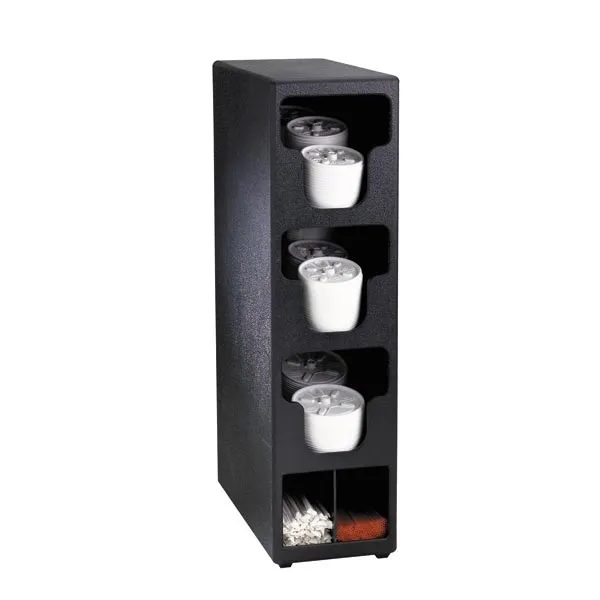 Dispense-Rite TLO-3BT Lid & Straw Organizer, 24-1/4"H x 6-1/2"W x 14"D, 3 Section, Black