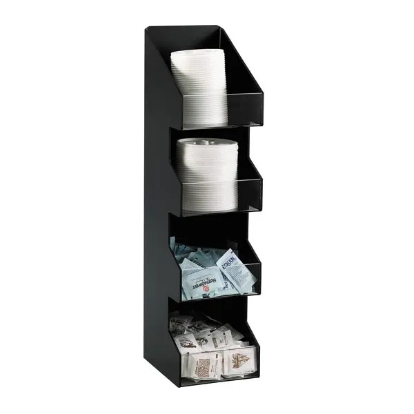 Dispense-Rite VCO-4 Countertop Condiment Organizer 4-Section 21"H x 5-1/4"W x 6-5/8"D Black Plastic