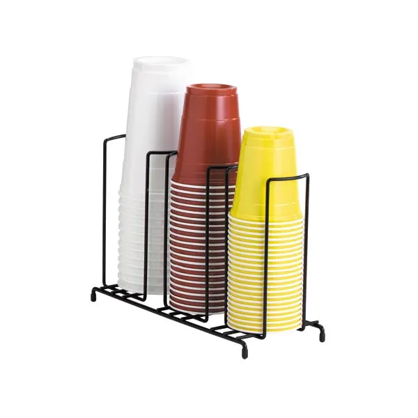 Dispense‑Rite WR‑3 Lid/Cup Wire Rack 3‑1/2”, 4‑1/4”, 5” Cups Black 8‑1/2” H x 14‑1/2” W x 5” D