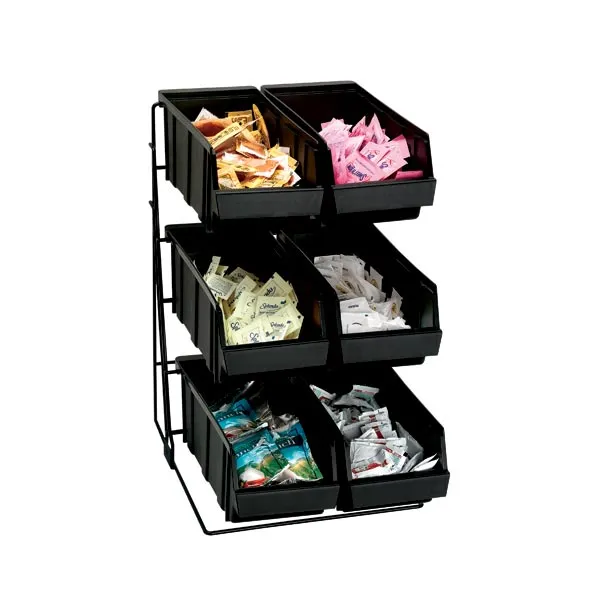 Dispense-Rite WR-COND-6 Condiment Organizer, 6 Bins, Wire, Black, 18-3/8" H x 11-1/2" W x 15-3/4" D