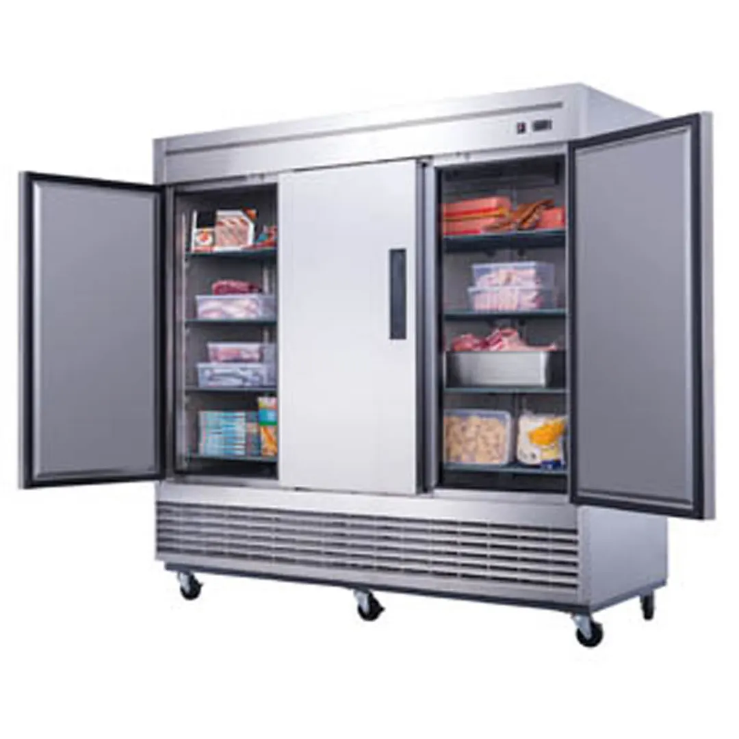 Dukers Appliance Co D83F 82" 3-Solid Door Reach-In Freezer, Bottom Mounted, 64.80 cu. ft.