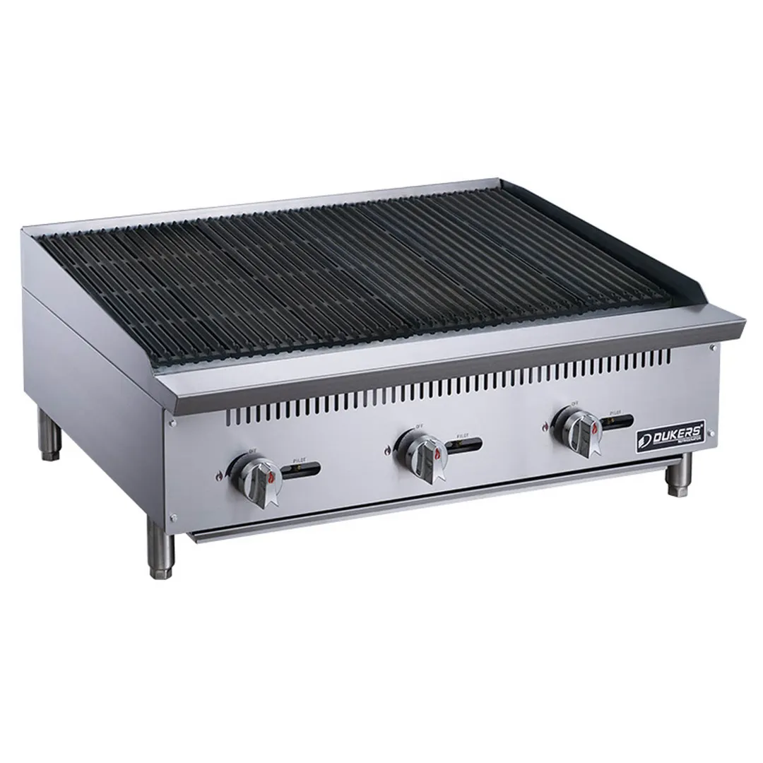 Dukers Appliance Co DCCB36 36" Countertop Gas Radiant Charbroiler, (3) Burners, 105.000 BTU