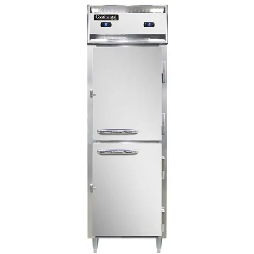 Continental Refrigerator D1RFSNHD 26" 1-Section Reach-In Refrigerator Freezer Combo w/ 2 Half Solid Doors