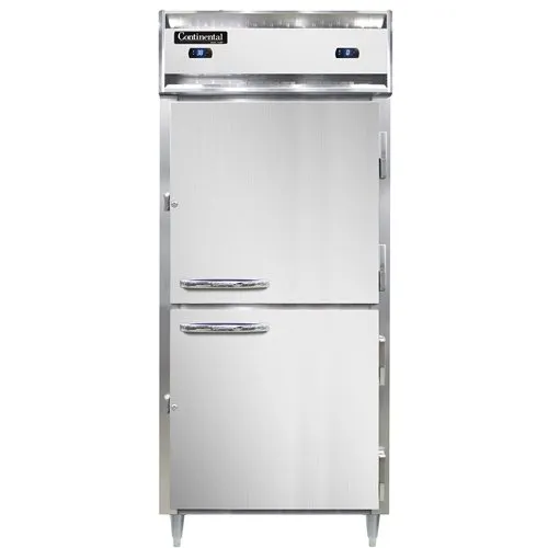 Continental Refrigerator D1RFXNHD 36" 1-Section Reach-In Refrigerator Freezer Combo w/ 2 Half Solid Doors