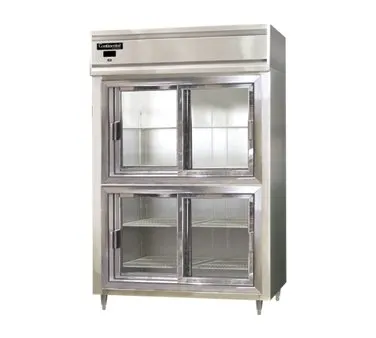 Continental Refrigerator D2RNSASGDHD 52" 2-Section Reach-In Refrigerator w/ 4 Sliding Half Glass Doors, Stainless Steel Exterior, 50 cu. ft.