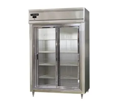 Continental Refrigerator D2RNSASGD 52" 2-Section Reach-In Refrigerator w/ 2 Sliding Glass Doors, Stainless Steel Exterior, 50 cu. ft.