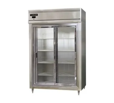 Continental Refrigerator D2RNSSSGD 52" 2-Section Reach-In Refrigerator w/ 2 Sliding Glass Doors, All Stainless Steel, 50 cu. ft.