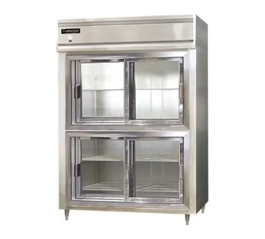 Continental Refrigerator D2RENSSSGDHD 57" 2-Section Reach-In Refrigerator w/ 4 Sliding Half Glass Doors, All Stainless Steel, 52 cu. ft.