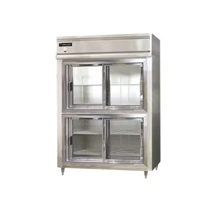 Continental Refrigerator D2RESNSSSGDHD 57" 2-Section Reach-In Refrigerator w/ 4 Sliding Half Glass Doors, All Stainless Steel, 40 cu. ft.