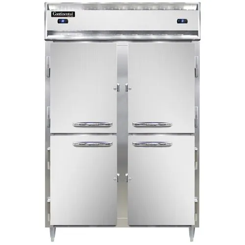Continental DL2RF-PT-HD 52" 2-Section Pass-Thru Refrigerator Freezer Combo w/ 8 Half Solid Doors