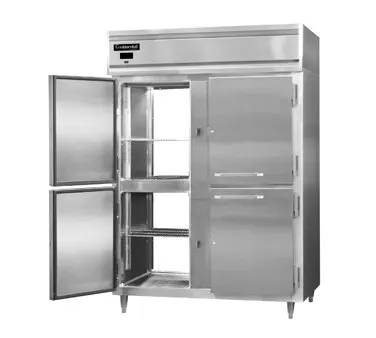 Continental DL2RF-SA-PT-HD 52" 2-Section Pass-Thru Refrigerator Freezer Combo w/ 8 Half Solid Doors, Stainless Steel Exterior