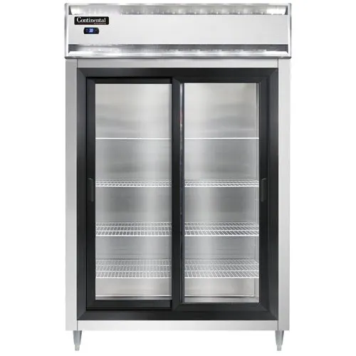 Continental Refrigerator D2RSNSGD 52" 2-Section Reach-In Refrigerator w/ 2 Glass Sliding Doors, 32 cu. ft.
