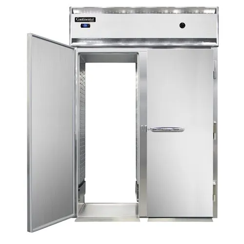 Continental Refrigerator DL2WI-RT-E 2-Section Roll-Thru Heated Holding Cabinet, Stainless Steel Front, Solid Doors, Aluminum Interior