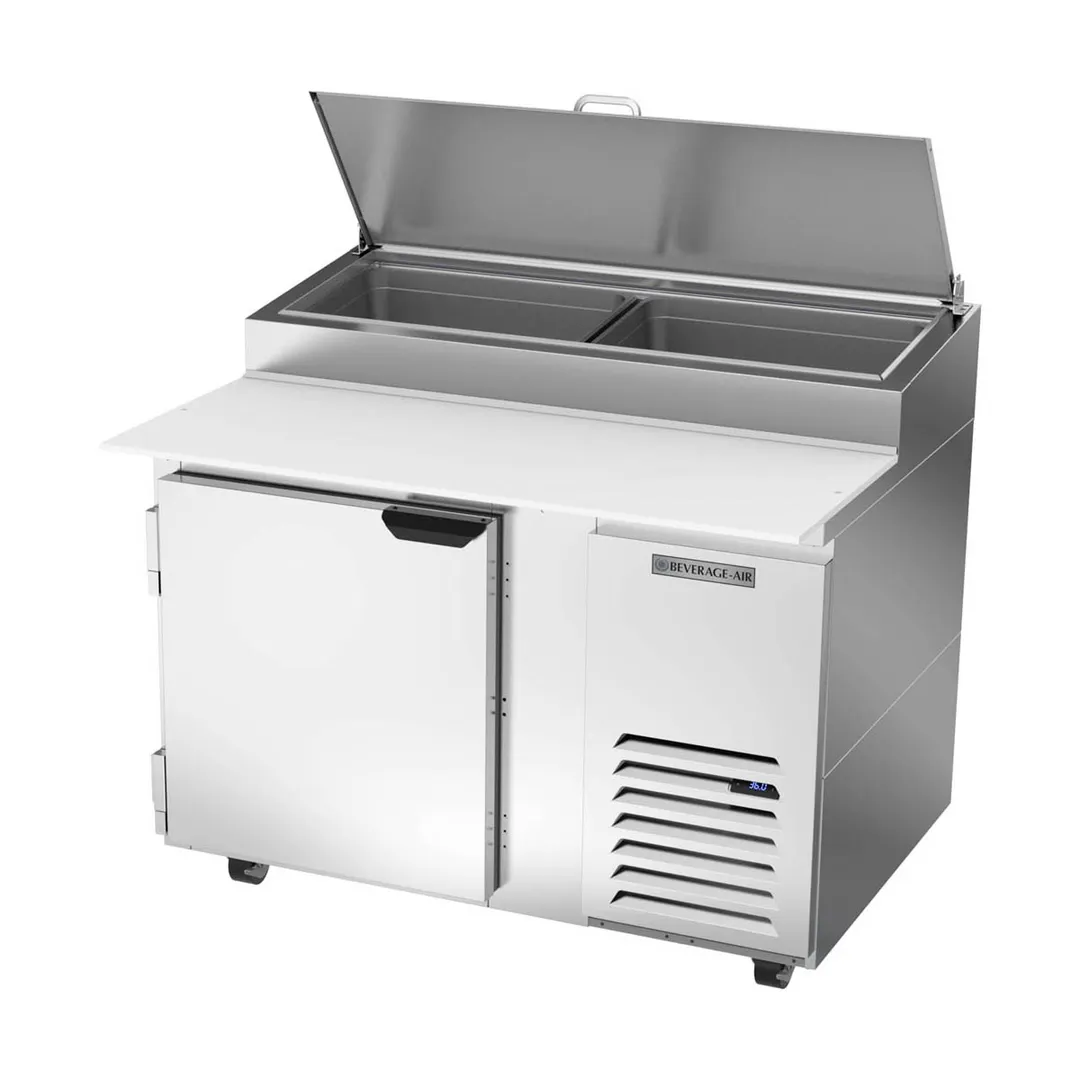 Beverage Air DP46HC 46" 1-Section Refrigerated Pizza Prep Table w/ 1 Door, 12 cu. ft.