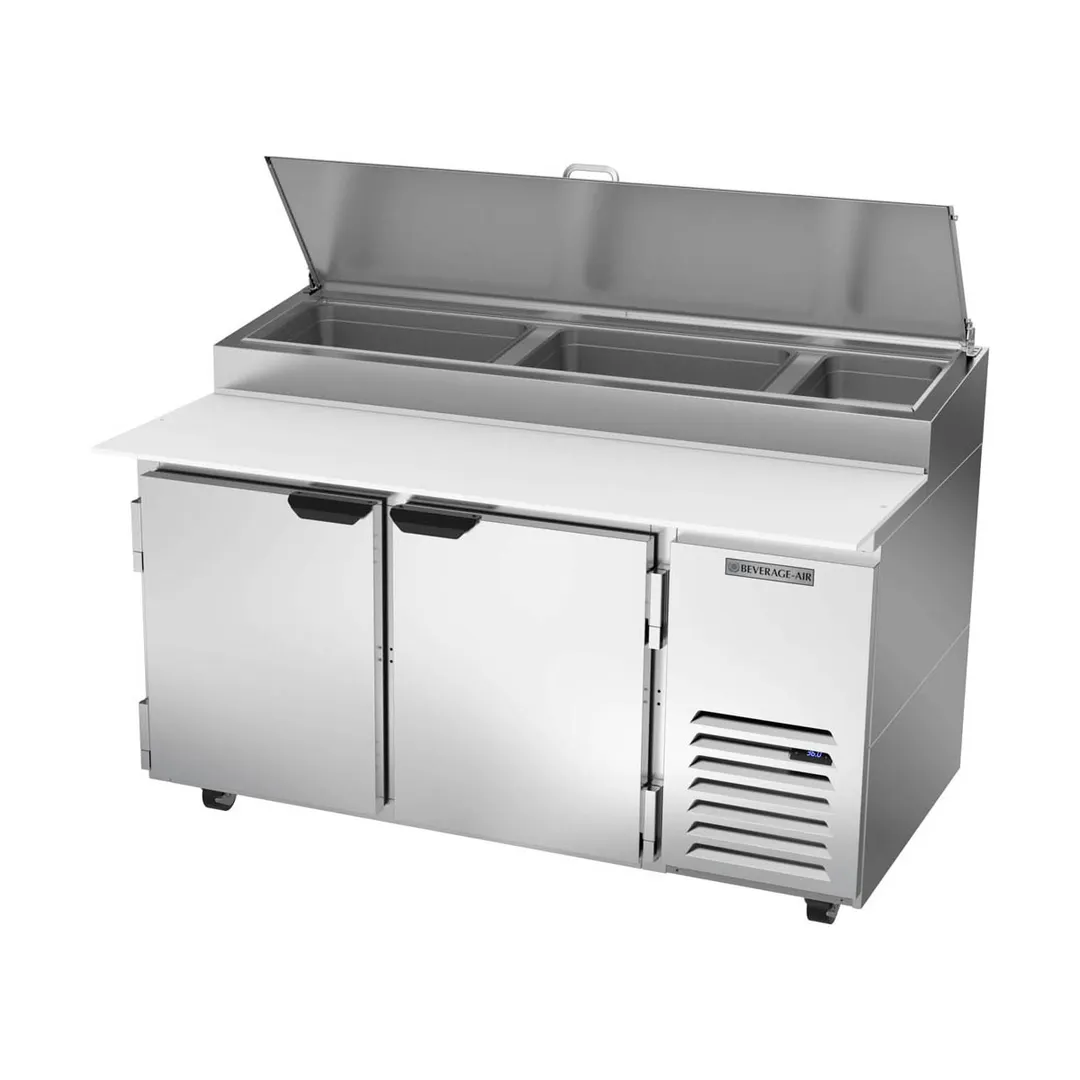 Beverage-Air DP60HC 60" 2-Section Refrigerated Pizza Prep Table w/ 2 Doors, 17.8 cu. ft.