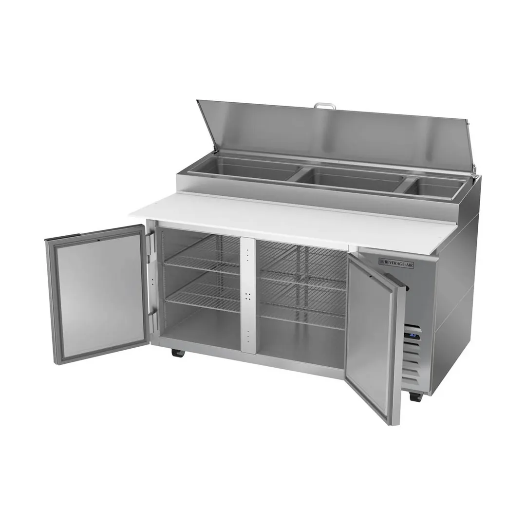 Beverage-Air DP60HC 60" 2-Section Refrigerated Pizza Prep Table w/ 2 Doors, 17.8 cu. ft.