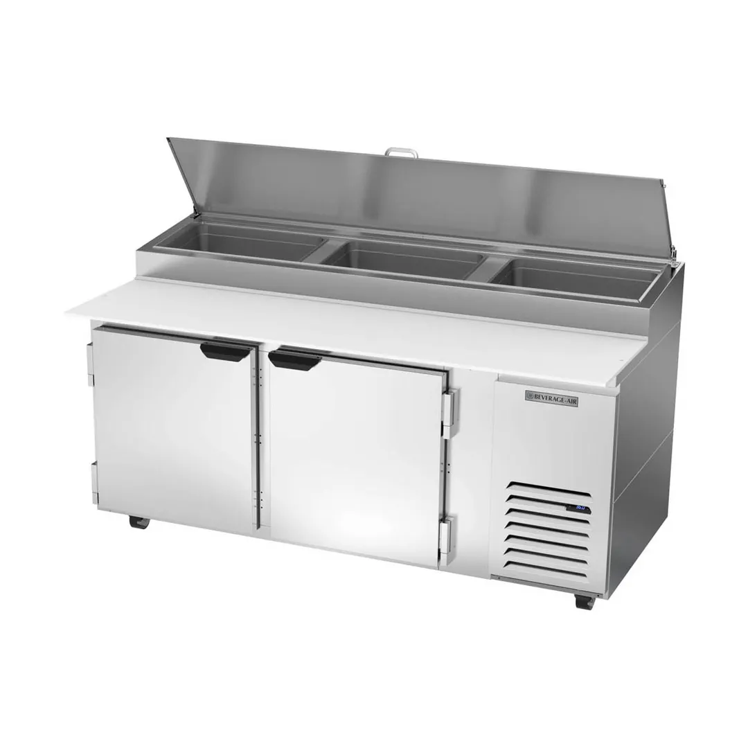 Beverage-Air DP72HC 72" 2-Section Refrigerated Pizza Prep Table w/ 2 Doors, 22.8 cu. ft.