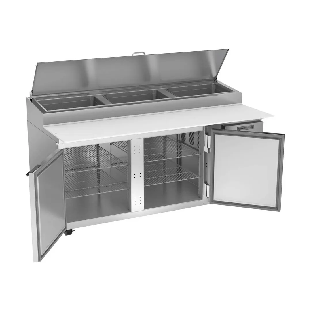 Beverage-Air DP72HC 72" 2-Section Refrigerated Pizza Prep Table w/ 2 Doors, 22.8 cu. ft.