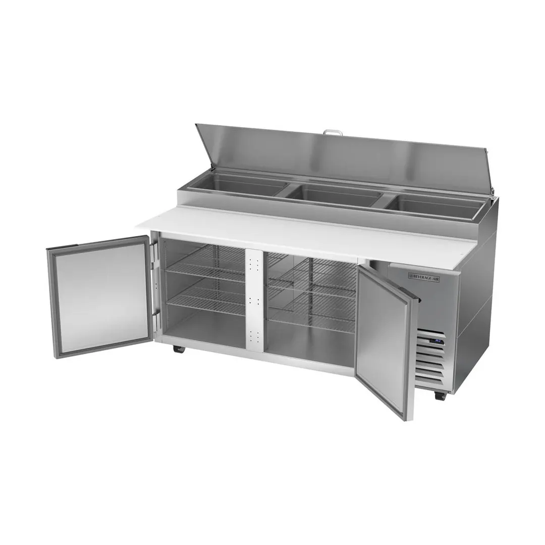 Beverage-Air DP72HC 72" 2-Section Refrigerated Pizza Prep Table w/ 2 Doors, 22.8 cu. ft.