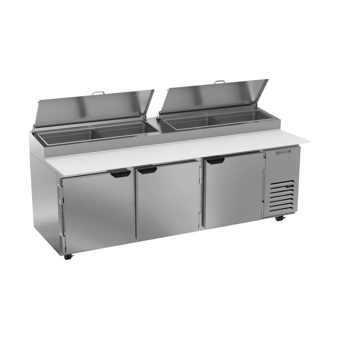 Beverage-Air DP93HC 93" 3-Section Refrigerated Pizza Prep Table w/ 3 Doors, 31.5 cu. ft.