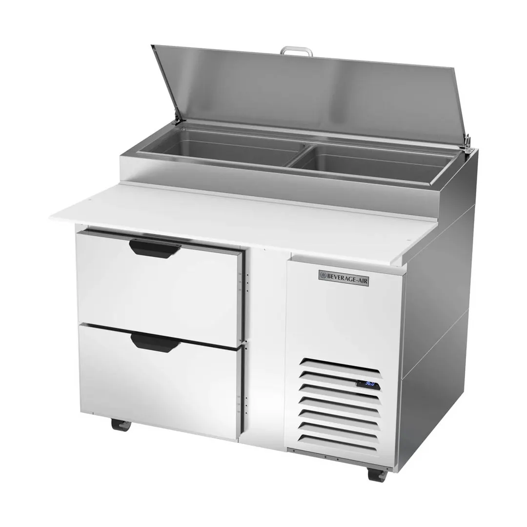 Beverage Air DPD46HC-2 46" 1-Section Refrigerated Pizza Prep Table w/ 2 Drawers, 12 cu. ft.