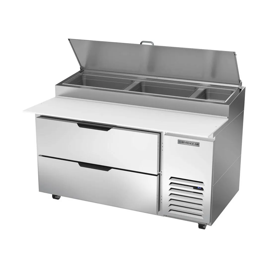 Beverage Air DPD60HC-2 60" 1-Section Refrigerated Pizza Prep Table w/ 2 Drawers, 12 cu. ft.