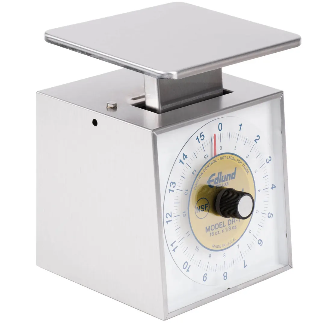 Edlund DR-1 Portion Scale, 1-9 lb Capacity, Stainless, 16 oz/1/8 oz Graduation, Rotating Dial, Dishwasher‑Safe