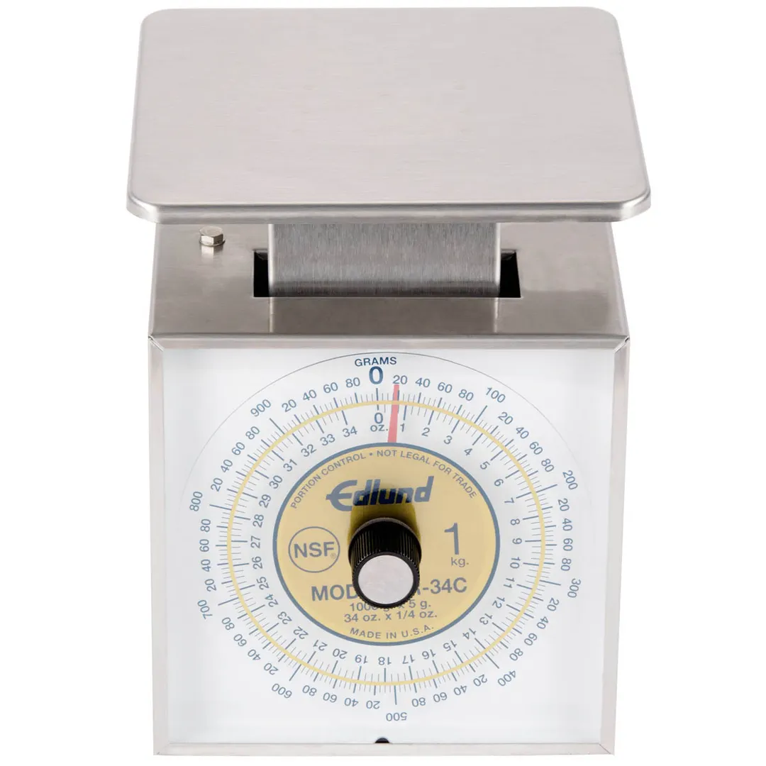 Edlund DR-34C Portion Scale – 1-9 lb Capacity, 34 oz / 1/4 oz, Stainless Steel, Rotating Dial, 6-7" Platform