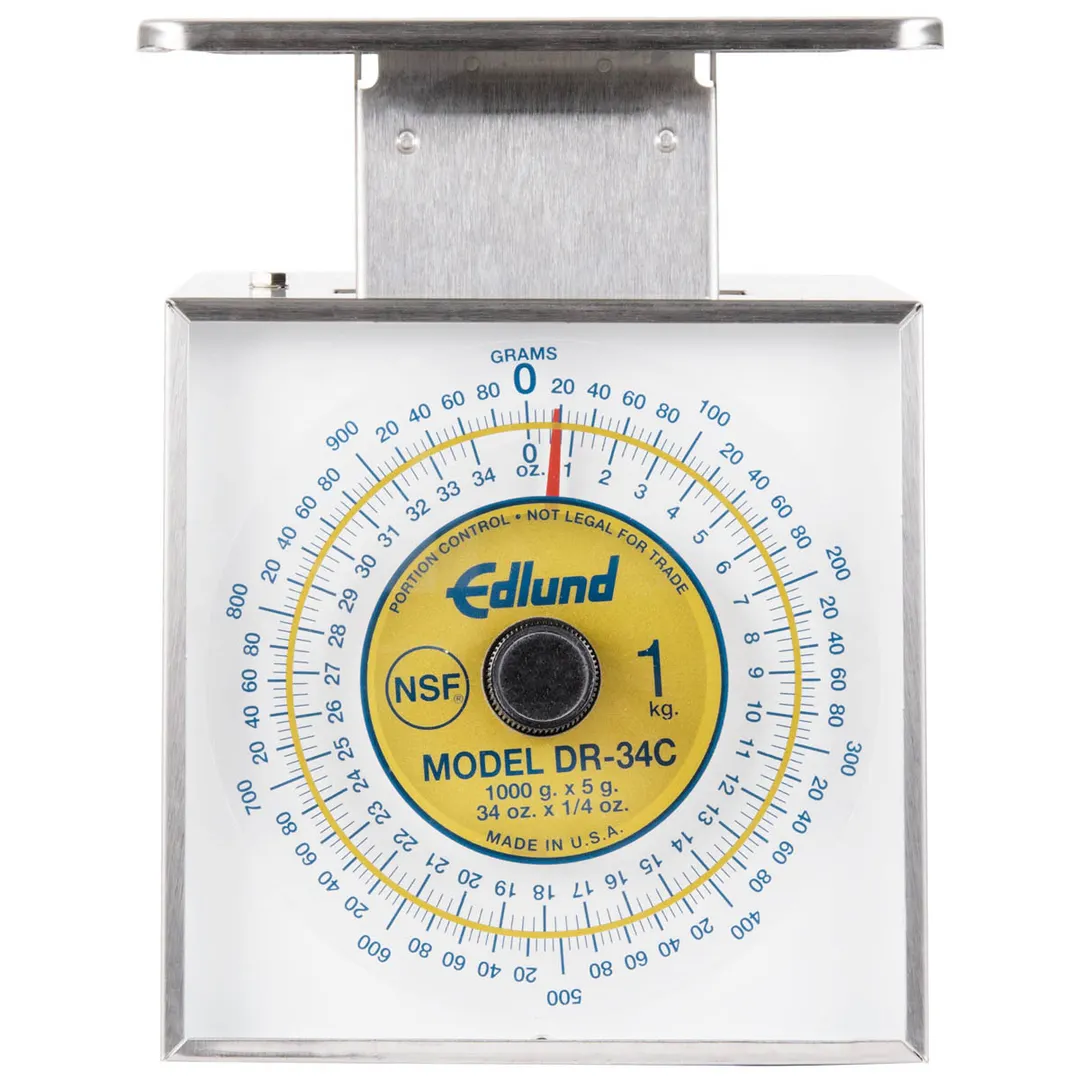 Edlund DR-34C Portion Scale – 1-9 lb Capacity, 34 oz / 1/4 oz, Stainless Steel, Rotating Dial, 6-7" Platform