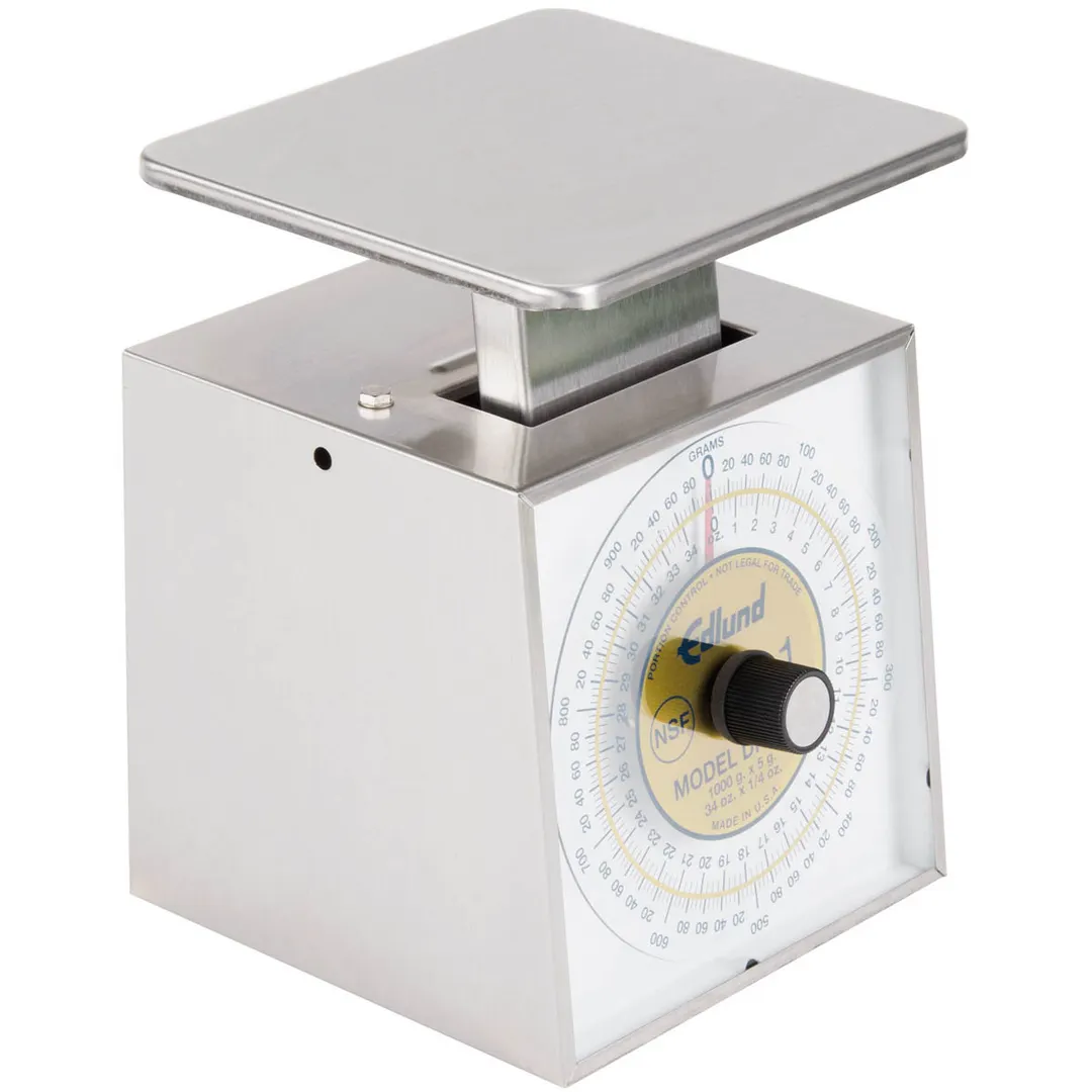 Edlund DR-34C Portion Scale – 1-9 lb Capacity, 34 oz / 1/4 oz, Stainless Steel, Rotating Dial, 6-7" Platform