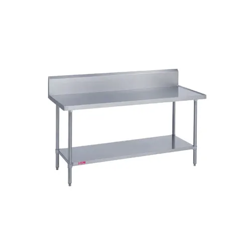 Duke 314-3660-10R 60" Open Base Work Table with Undershelf, 10" Backsplash / 14 Gauge Top