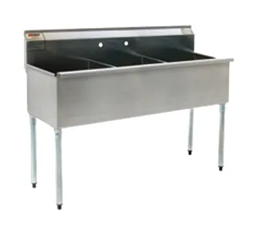 Eagle Group 2154-3-16/4-1X 55" Three Compartment Sink, 18"W x 21"L Bowl Without Drainboard