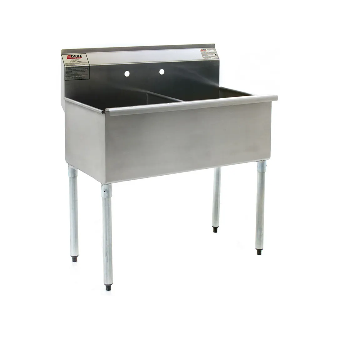 Eagle Group 2448-2-24-16/4 96" Two Compartment Sink, 24"W x 24"L Bowl With 2 Drainboards