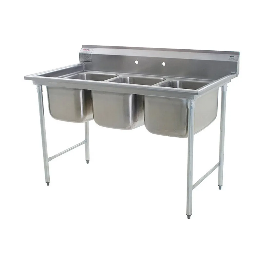 Eagle Group 314-16-3-3VP 58" Three Compartment Sink, 16"W x 20"L Bowl Without Drainboard