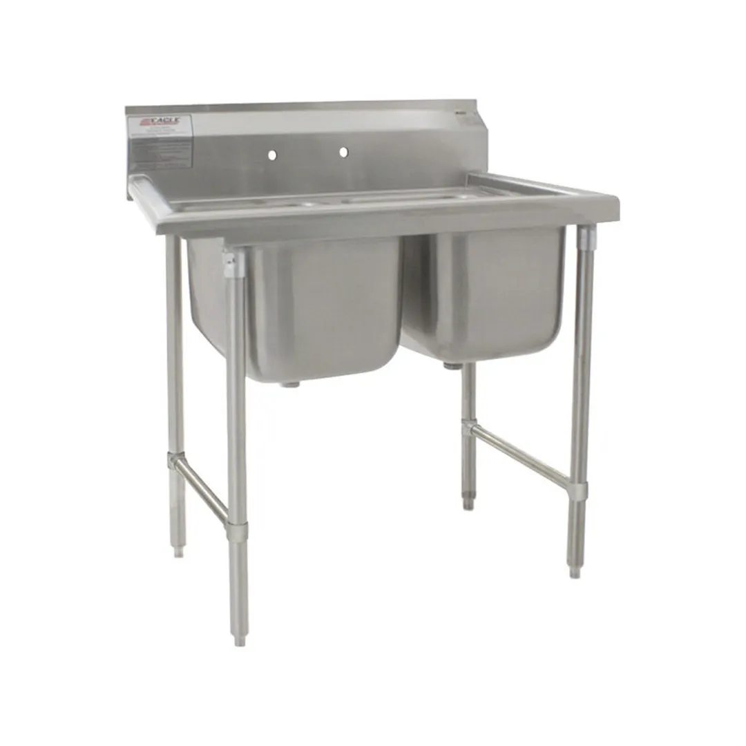 Eagle Group 314-18-2 45" Two Compartment Sink, 18"W x 24"L Bowl Without Drainboard