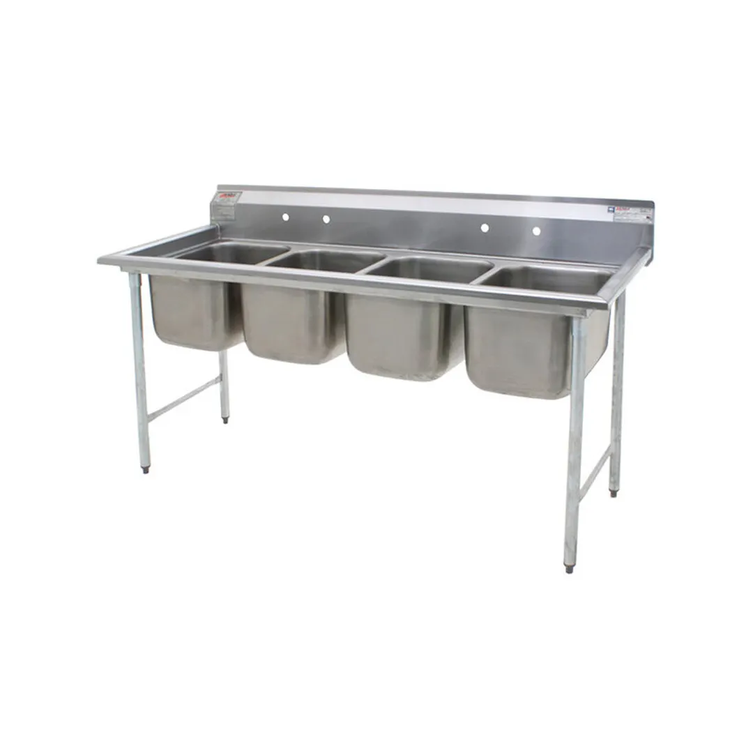 Eagle Group 314-24-4 107" Four Compartment Sink, 24"W x 24"L Bowl Without Drainboard