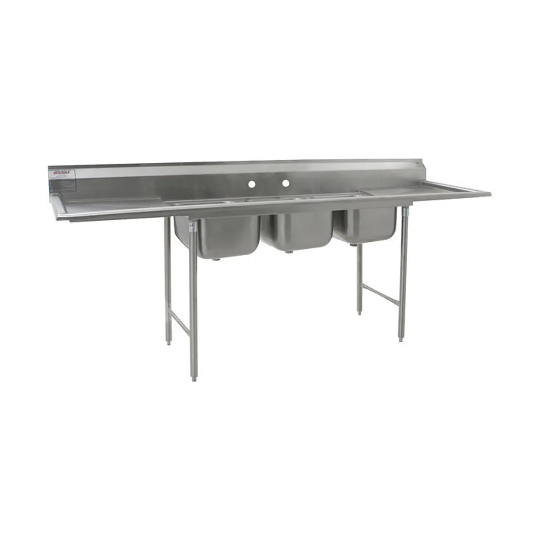 Eagle Group 412-16-3-24L-X 80" Three Compartment Sink, 16"Wx20"L Bowl w/Left-Hand Drainboard