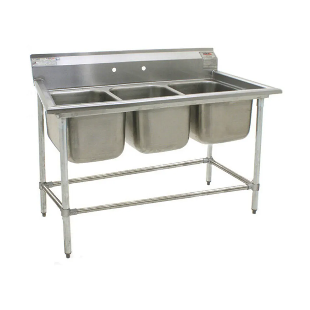 Eagle Group 412-16-3 58" Three Compartment Sink, 16"W x 20"L Bowl Without Drainboard