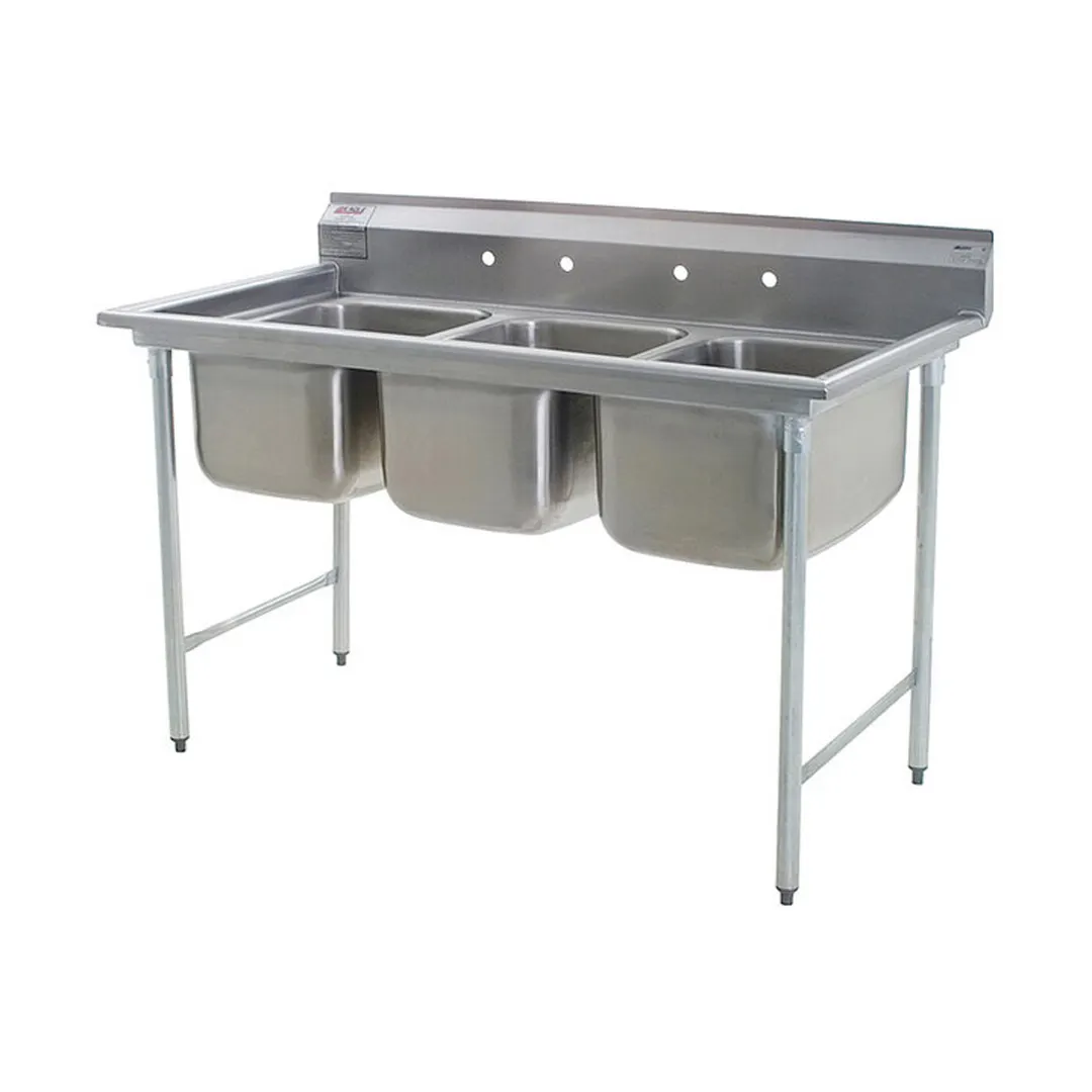 Eagle Group 414-18-3 65" Three Compartment Sink, 18"W x 24"L Bowl Without Drainboard
