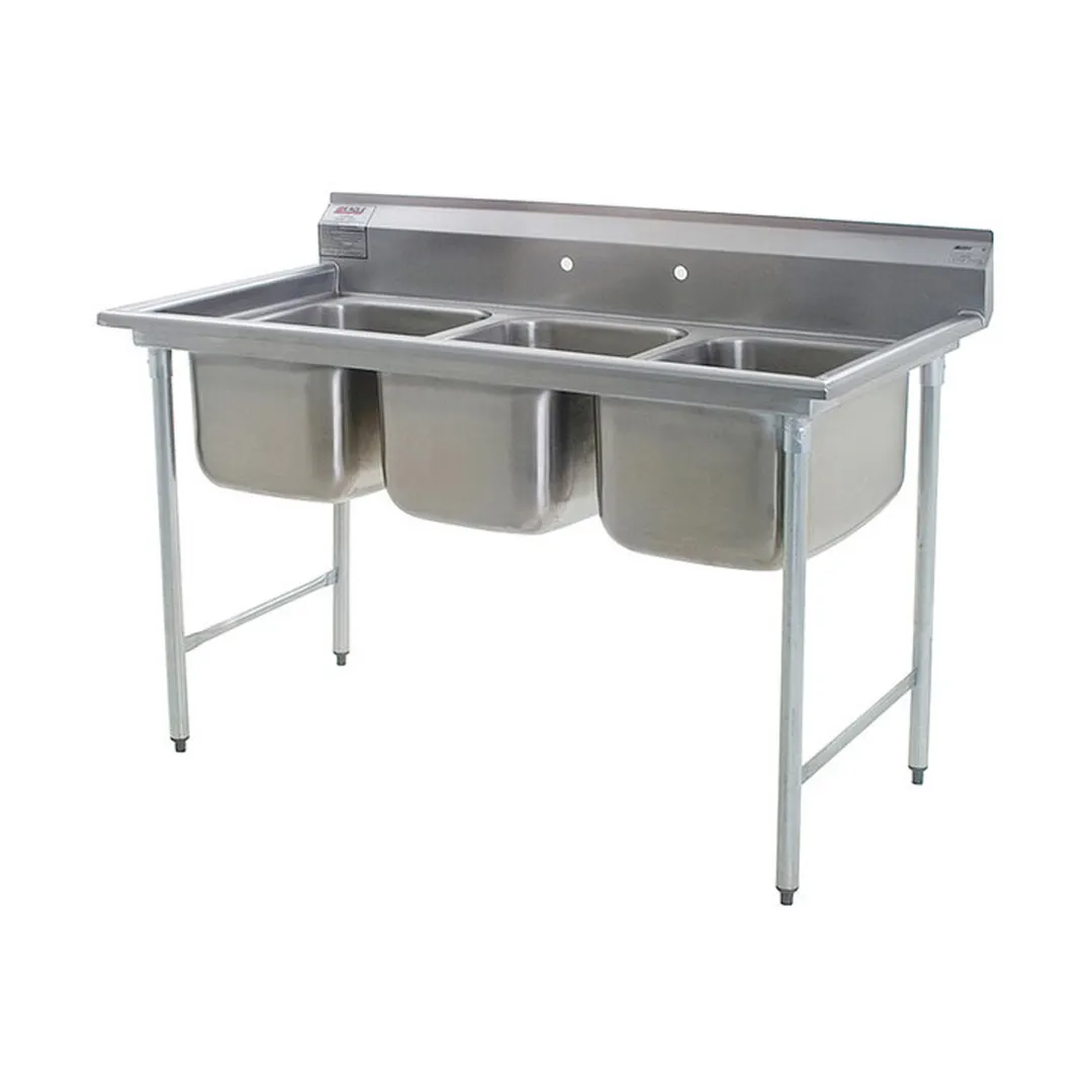 Eagle Group 414-22-3 77" Three Compartment Sink, 22"W x 22"L Bowl Without Drainboard